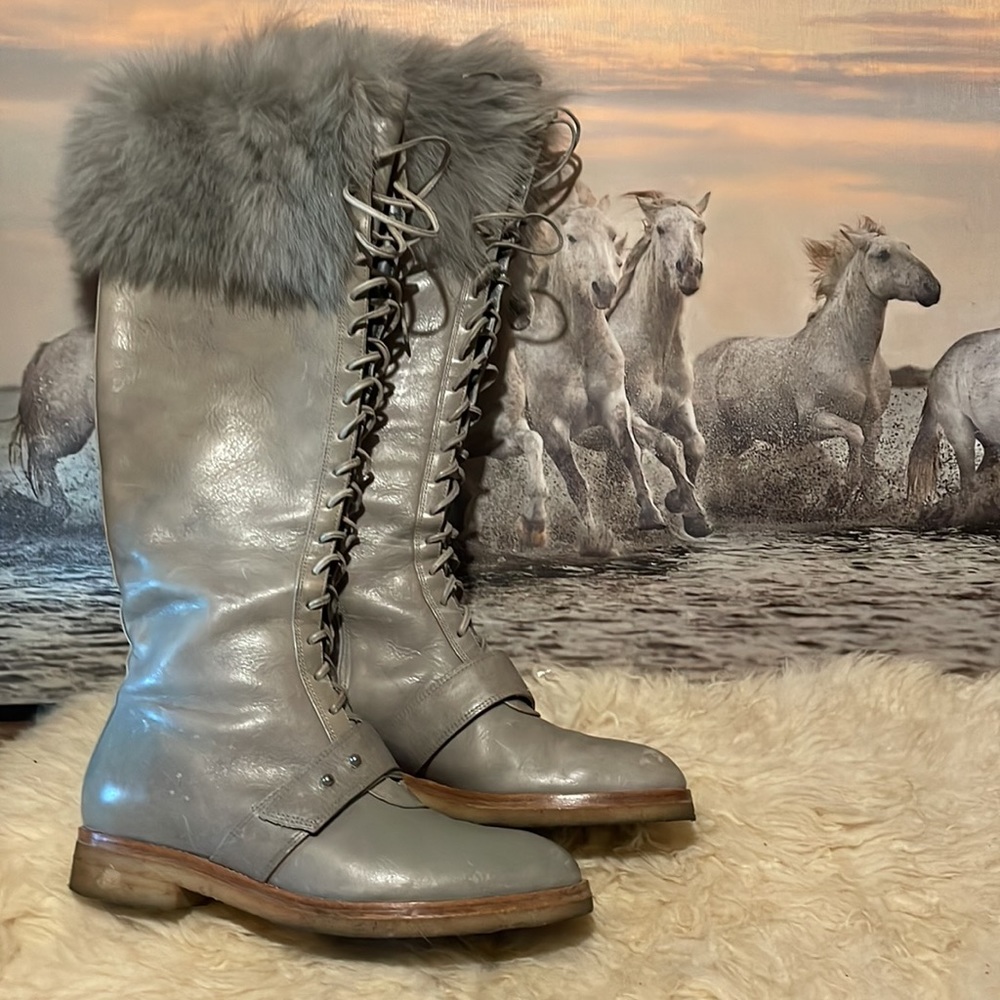 Kenneth Cole Fur Frenzy leather boots